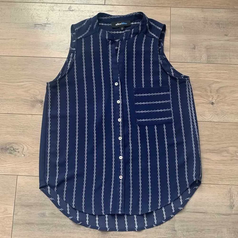 Blue striped sleeveless top